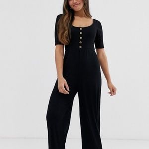 ASOS Petite Short Sleeve Rib Button Jumpsuit Sz. 8